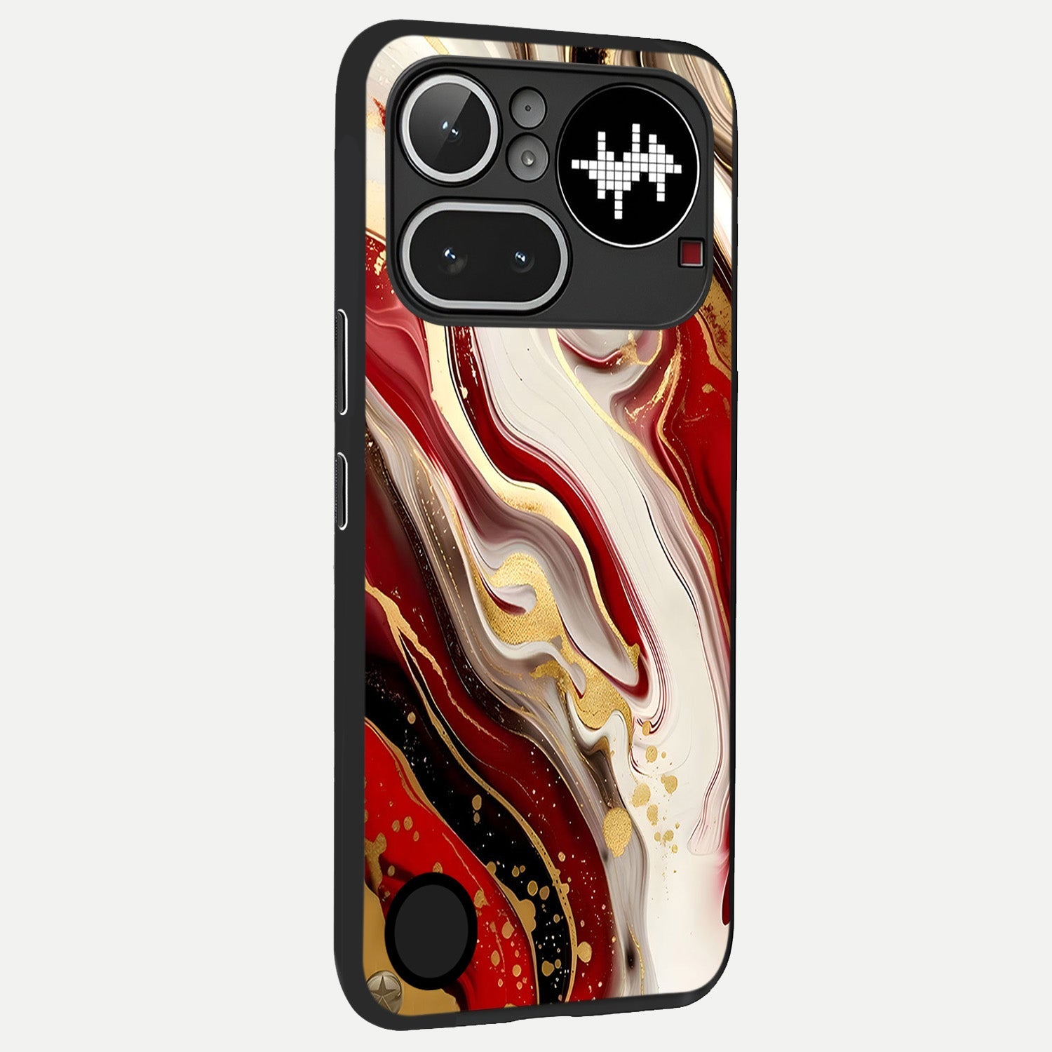  Red And White Marble back cover For Nothing Phone 4A Pro slim fit glass case with vibrant aesthetic design
