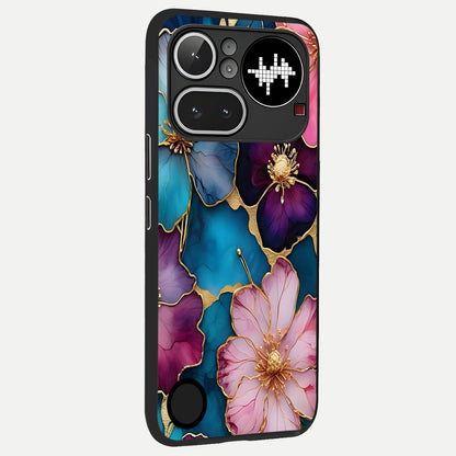  Sparkle Floral back cover For Nothing Phone 4A Pro slim fit glass case with vibrant aesthetic design