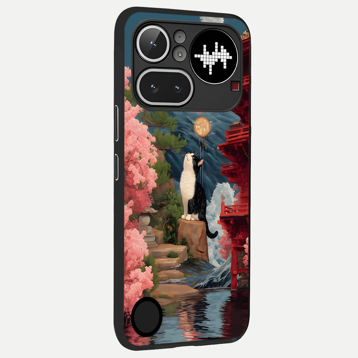  Temple Cat Scenery back cover For Nothing Phone 4A Pro slim fit glass case with vibrant aesthetic design