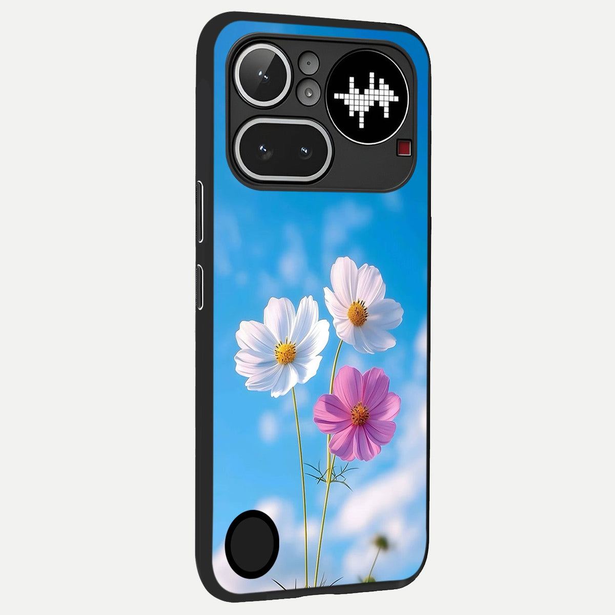  Tripple Flowers With Sky back cover For Nothing Phone 4A Pro slim fit glass case with vibrant aesthetic design