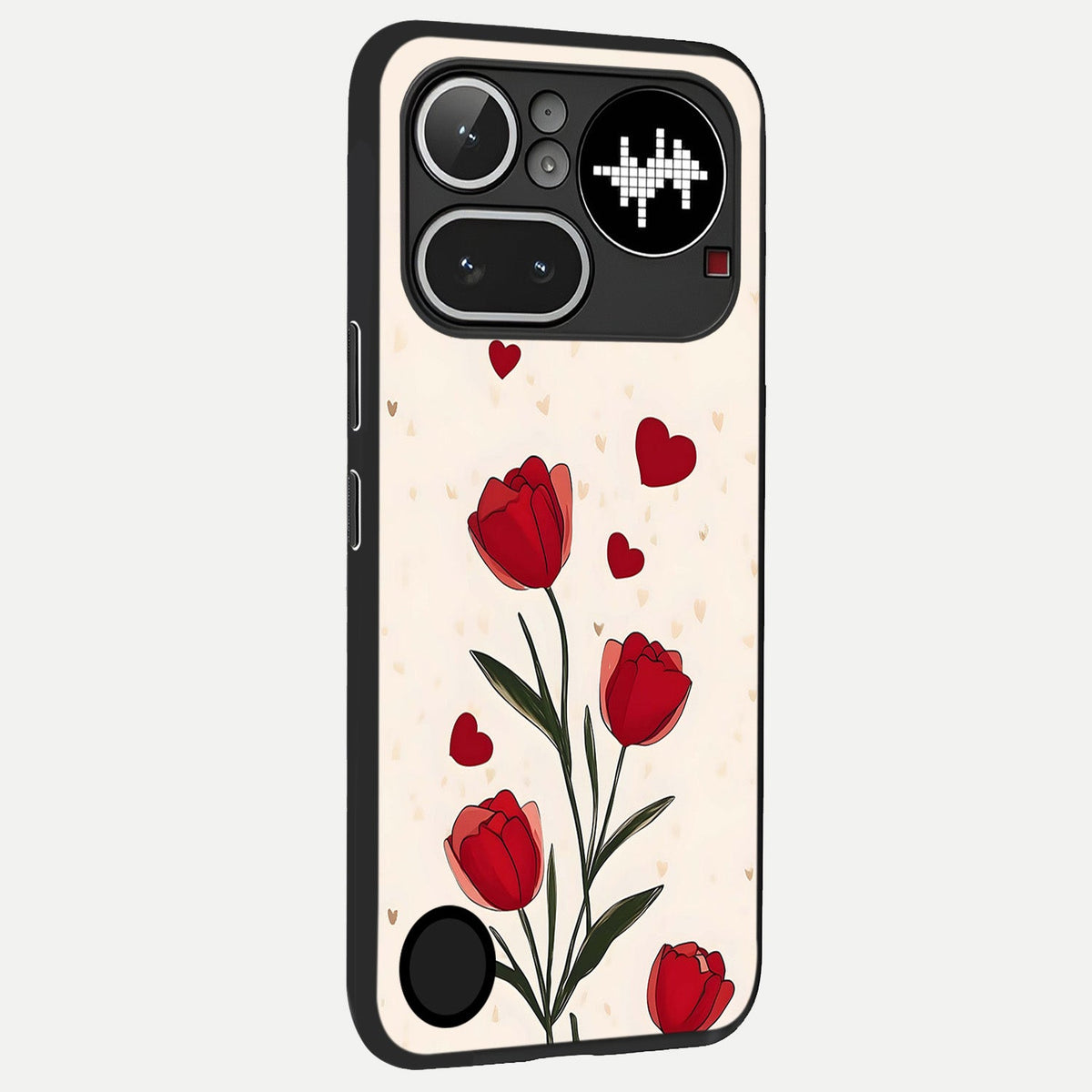  Tulip With Heart back cover For Nothing Phone 4A Pro slim fit glass case with vibrant aesthetic design