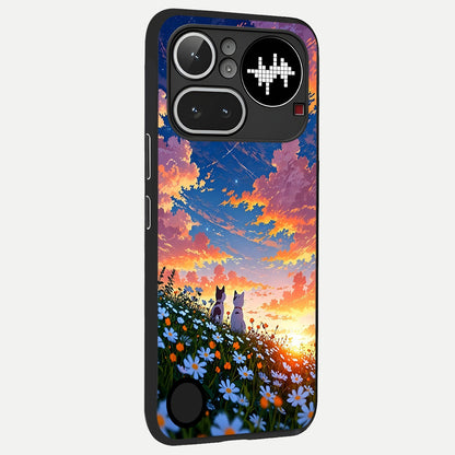  Two Cats Friends back cover For Nothing Phone 4A Pro slim fit glass case with vibrant aesthetic design