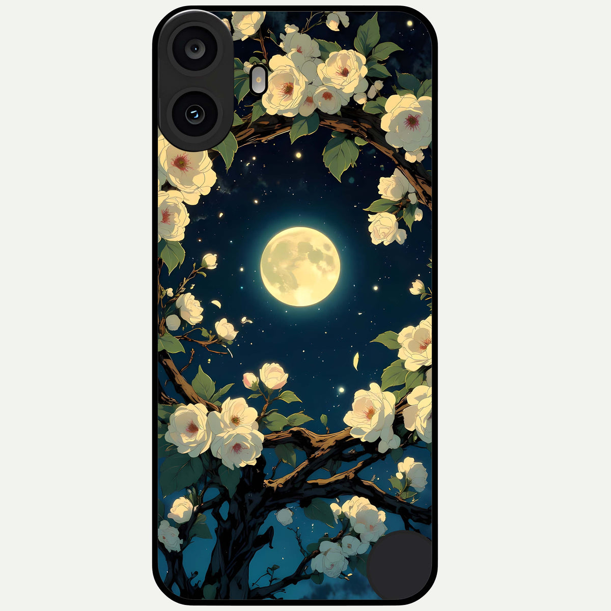  Celestial Moon And Flower Glass Case For CMF Phone 1 back cover – full design glossy printed glass finish