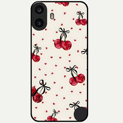  Cherry Heart Bow Glass Case For CMF Phone 1 back cover – full design glossy printed glass finish
