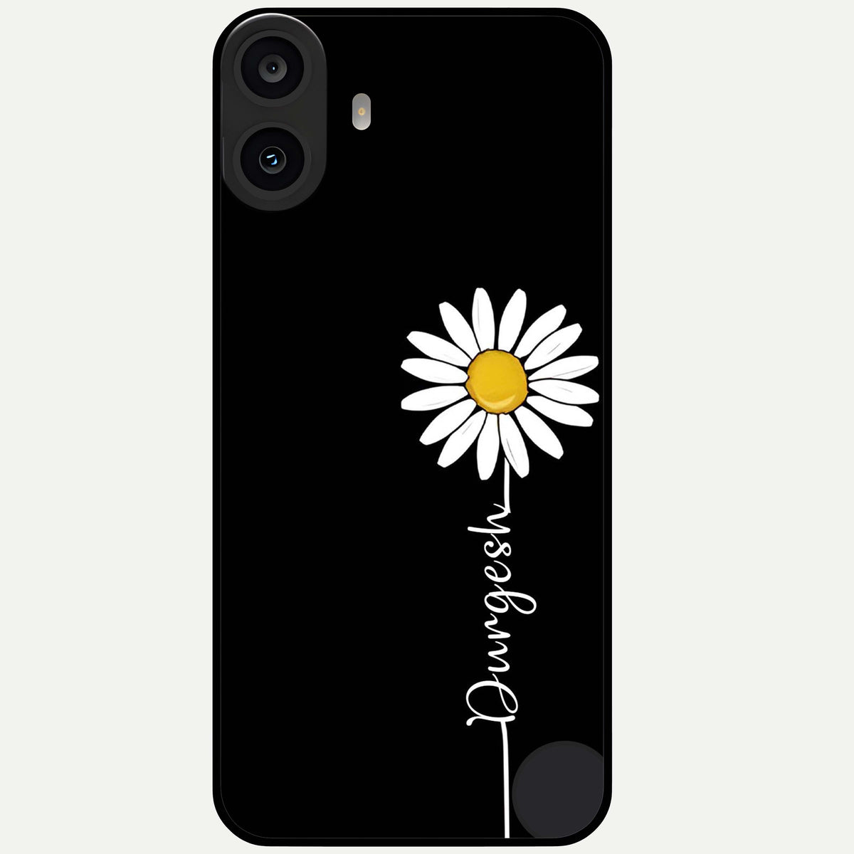  Custom Name White Flower Glass Case For CMF Phone 1 back cover – full design glossy printed glass finish