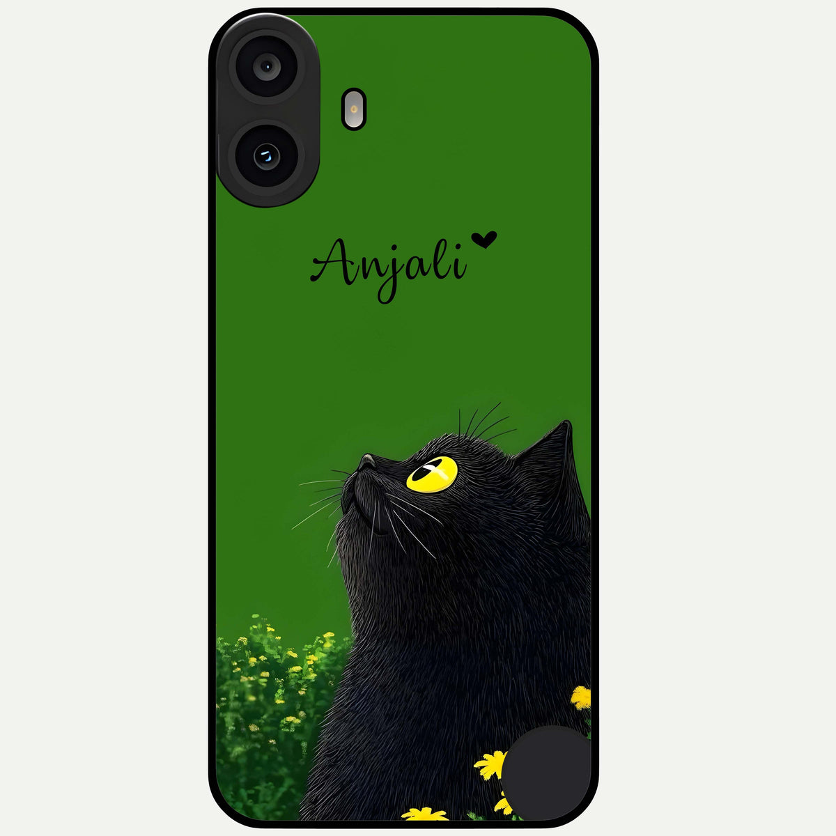  Emerald Cat Custom Name Glass Case For CMF Phone 1 back cover – full design glossy printed glass finish