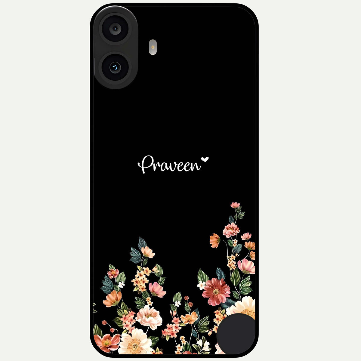  Floral Design Personalized Custom Name Glass Case For CMF Phone 1 back cover – full design glossy printed glass finish