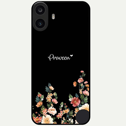  Floral Design Personalized Custom Name Glass Case For CMF Phone 1 back cover – full design glossy printed glass finish