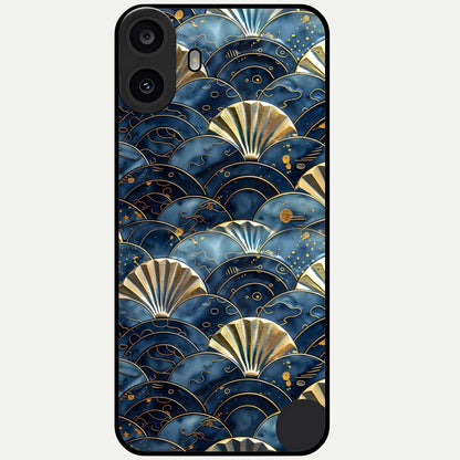  Golden Wave Luxe Glass Case For CMF Phone 1 back cover – full design glossy printed glass finish