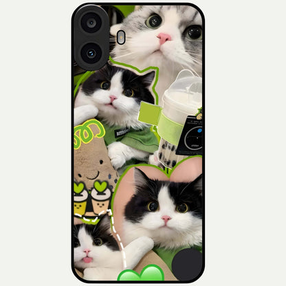  Matcha Cats Mood Glass Case For CMF Phone 1 back cover – full design glossy printed glass finish