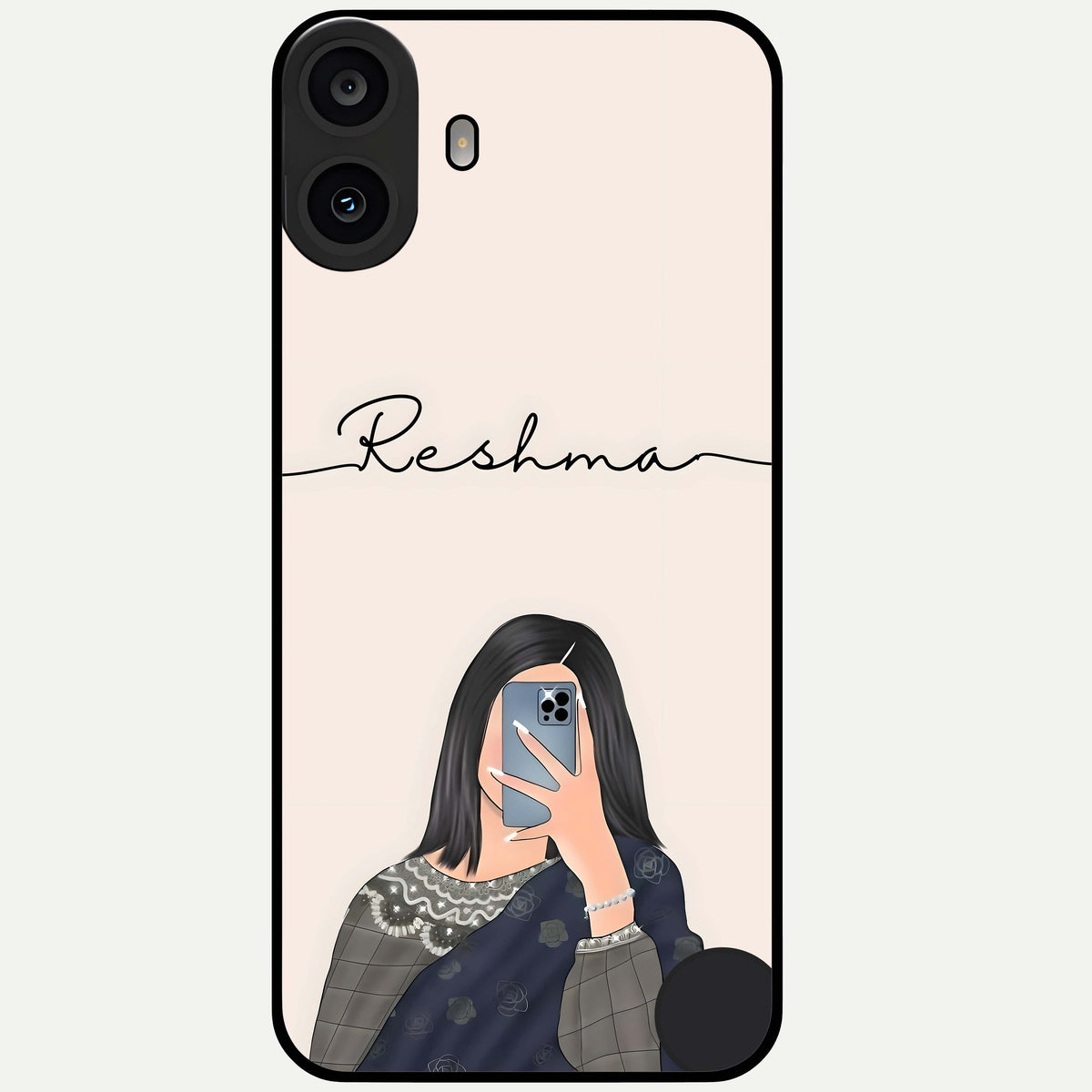  Mirror Mood Muse With Custom Name Glass Case For CMF Phone 1 back cover – full design glossy printed glass finish