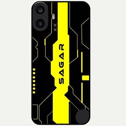  Neon CYBERPUNK Custom Name Glass Case For CMF Phone 1 back cover – full design glossy printed glass finish