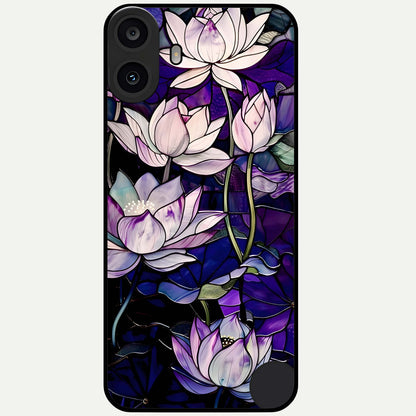  Purple Lotus Pattern Glass Case For CMF Phone 1 back cover – full design glossy printed glass finish