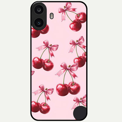  Red Cherries Pattern Glass Case For CMF Phone 1 back cover – full design glossy printed glass finish