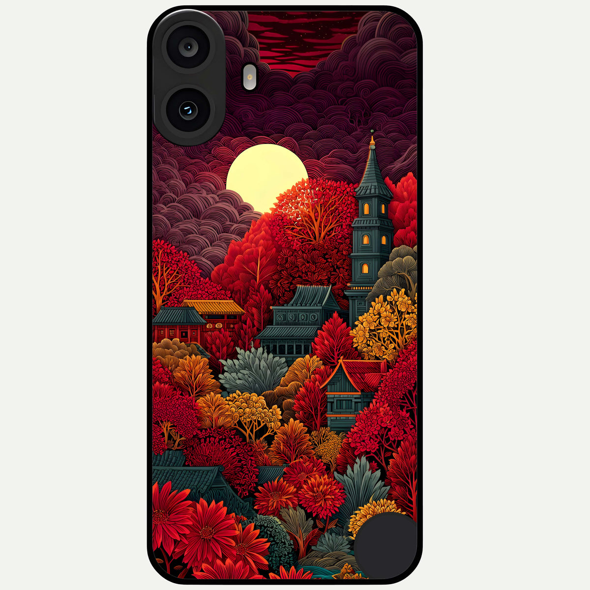  Scarlet Autumn Temple Glass Case For CMF Phone 1 back cover – full design glossy printed glass finish