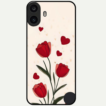  Tulip With Heart Glass Case For CMF Phone 1 back cover – full design glossy printed glass finish