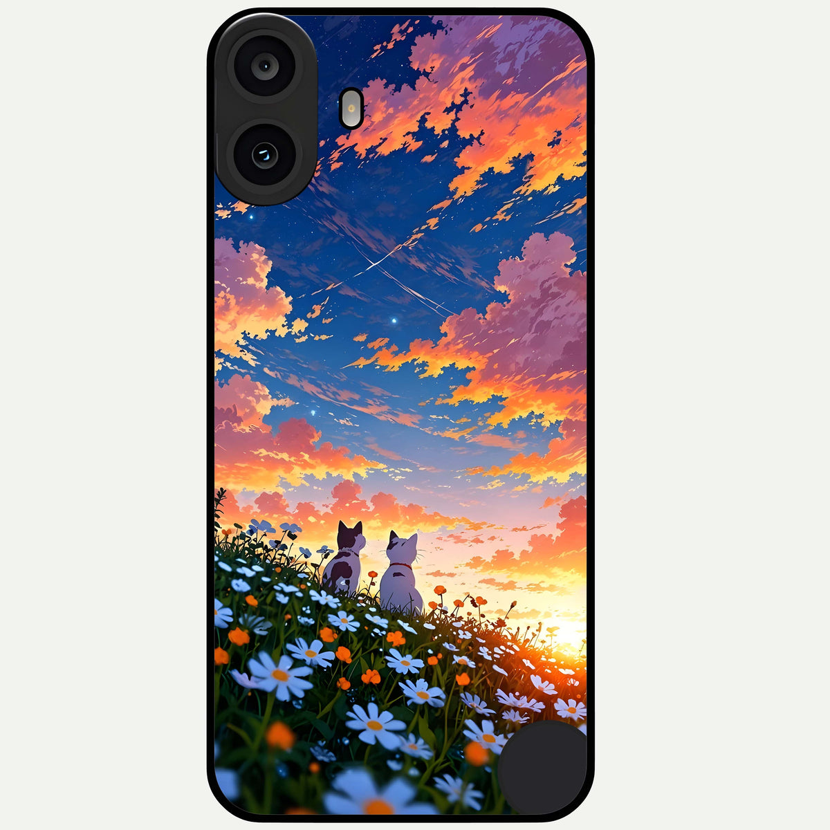  Two Cats Friends Glass Case For CMF Phone 1 back cover – full design glossy printed glass finish