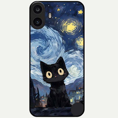  Van Gogh Cat Glass Case For CMF Phone 1 back cover – full design glossy printed glass finish