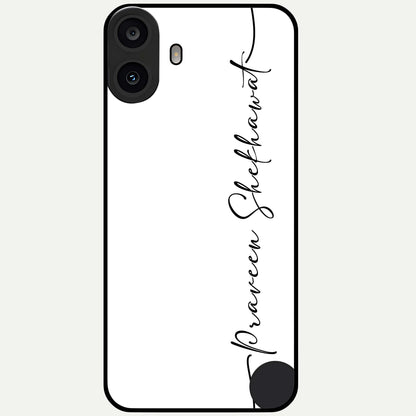  White Tune Custom Name Glass Case For CMF Phone 1 back cover – personalized glossy printed glass finish