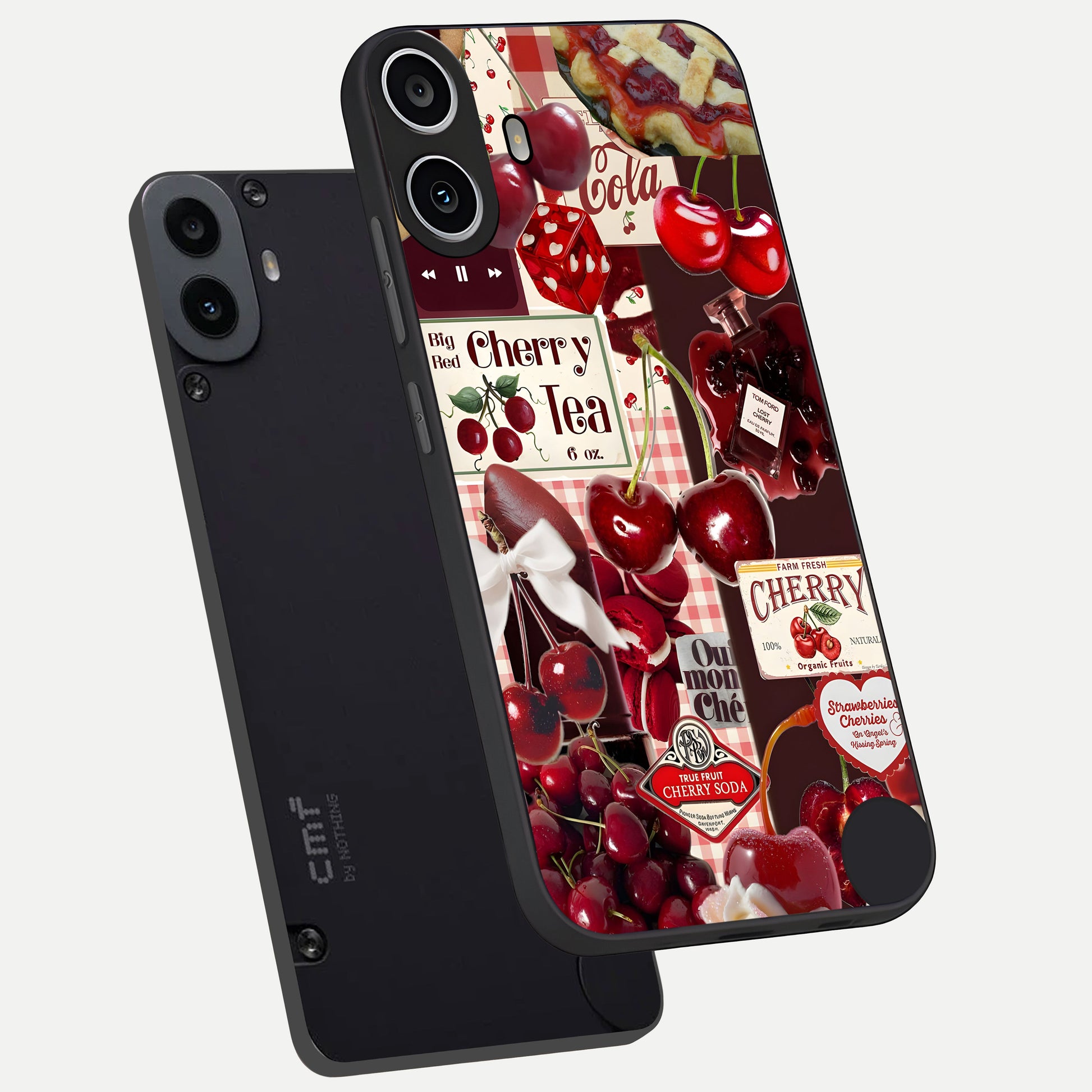 Aesthetic Cherry Tea Glass Case captured at a warm angle highlighting rich red tones, gloss, and edge clarity.