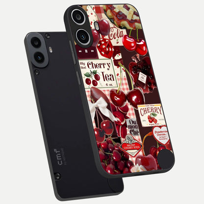 Aesthetic Cherry Tea Glass Case captured at a warm angle highlighting rich red tones, gloss, and edge clarity.