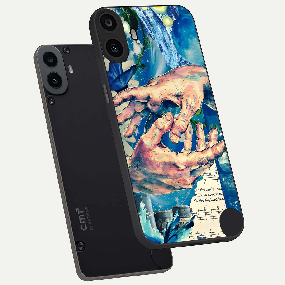  Aesthetic Divider phone case For CMF Phone 1 showing premium glass back cover with detailed artwork
