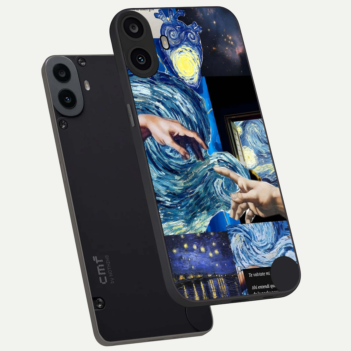 Aesthetic Vando Hands phone case For CMF Phone 1 showing premium glass back cover with detailed artwork