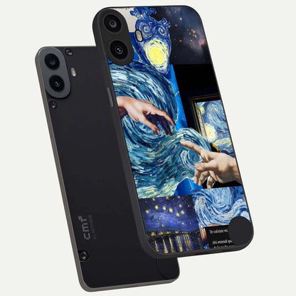  Aesthetic Vando Hands phone case For CMF Phone 1 showing premium glass back cover with detailed artwork