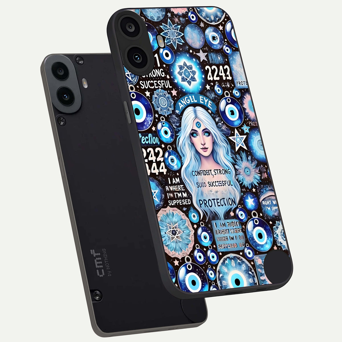  Angel Aura Shield phone case For CMF Phone 1 showing premium glass back cover with detailed artwork