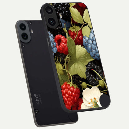  Berry Bloom Charm phone case For CMF Phone 1 showing premium glass back cover with detailed artwork