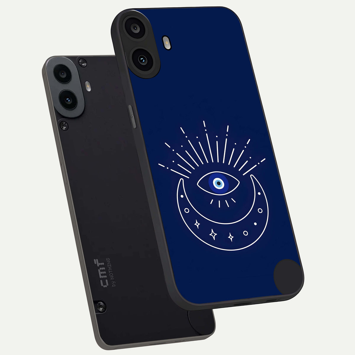  Blue Evil Eye phone case For CMF Phone 1 showing premium glass back cover with detailed artwork