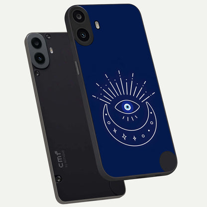  Blue Evil Eye phone case For CMF Phone 1 showing premium glass back cover with detailed artwork