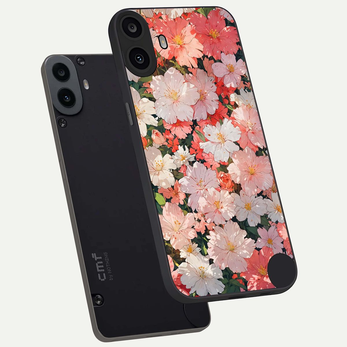 Blush Bloom Field phone case For CMF Phone 1 showing premium glass back cover with detailed artwork