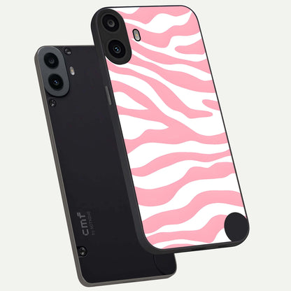  Blush Zebra Flow phone case For CMF Phone 1 showing premium glass back cover with detailed artwork