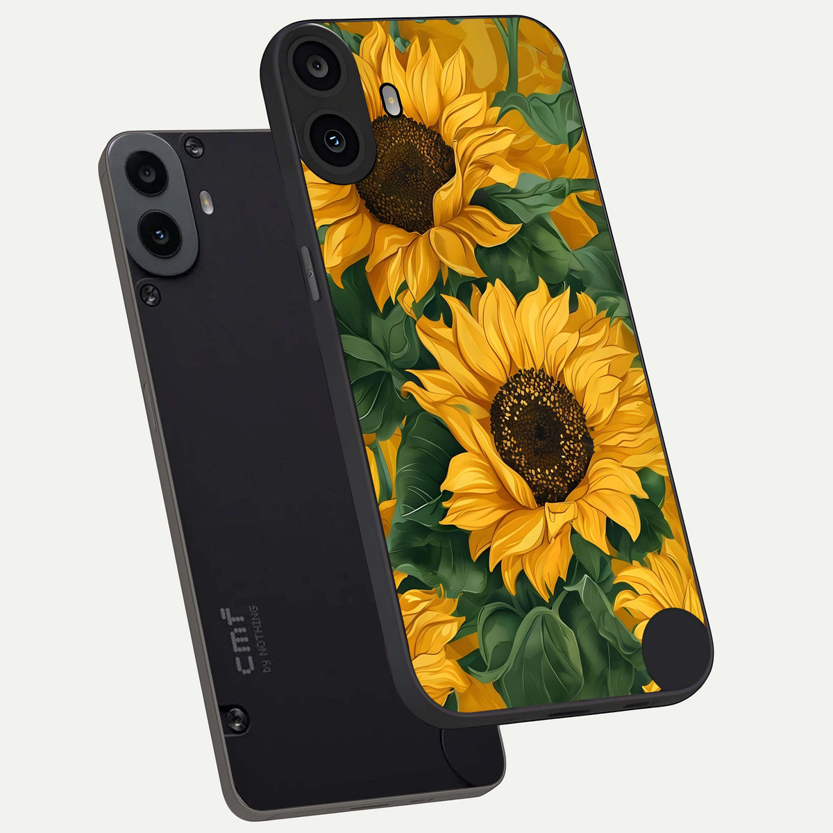  Bright Sunflower Bloom phone case For CMF Phone 1 showing premium glass back cover with detailed artwork
