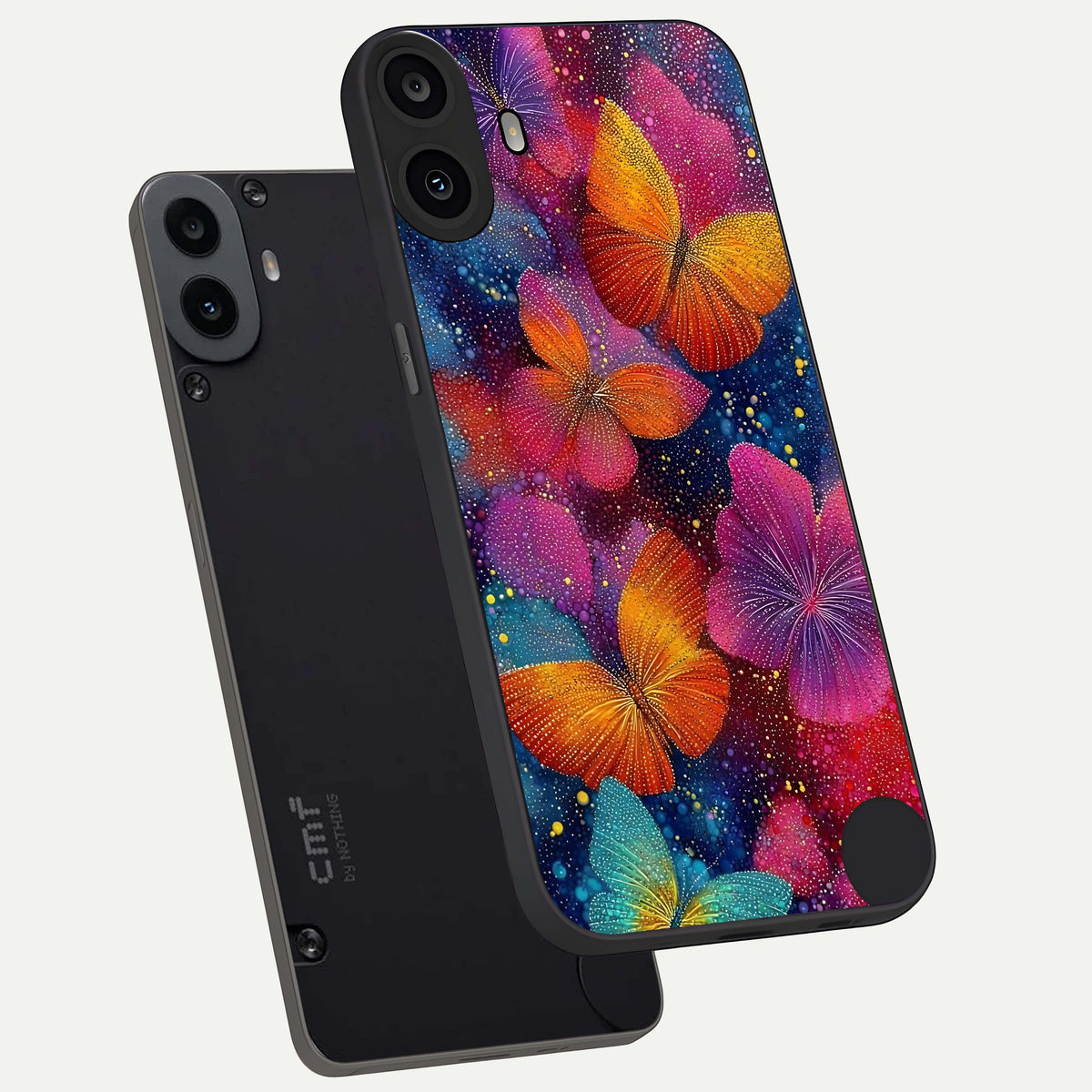  Butterfly Dream Mist phone case For CMF Phone 1 showing premium glass back cover with detailed artwork