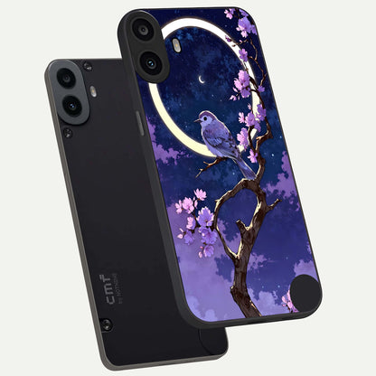  Celestial Bird Blossom phone case For CMF Phone 1 showing premium glass back cover with detailed artwork