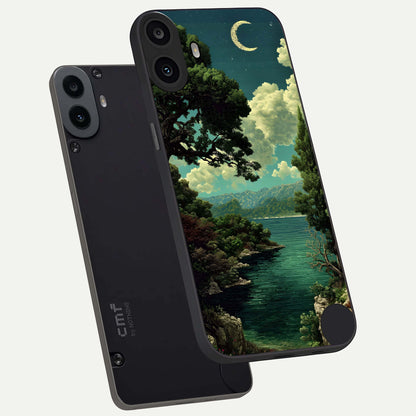  Celestial Lake Peace phone case For CMF Phone 1 showing premium glass back cover with detailed artwork