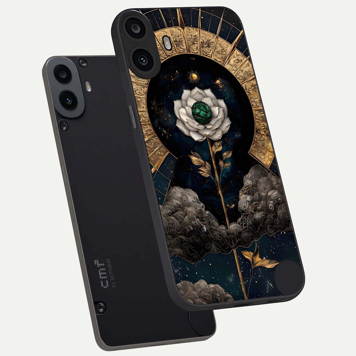  Celestial Lotus Morang phone case For CMF Phone 1 showing premium glass back cover with detailed artwork
