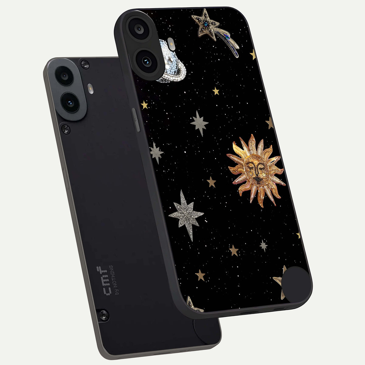  Celestial Moon With Stars phone case For CMF Phone 1 showing premium glass back cover with detailed artwork