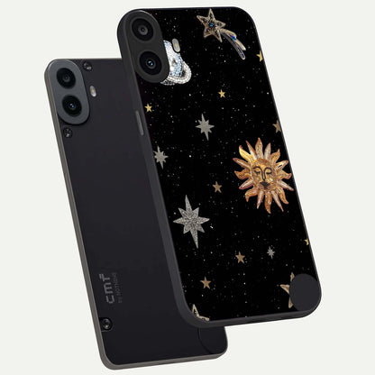  Celestial Moon With Stars phone case For CMF Phone 1 showing premium glass back cover with detailed artwork