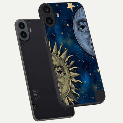  Celestial Moon With Sun phone case For CMF Phone 1 showing premium glass back cover with detailed artwork