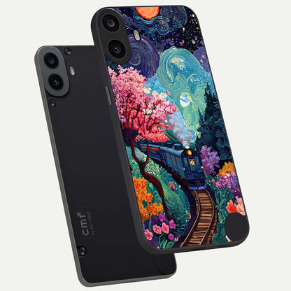  Celestial Train Journey phone case For CMF Phone 1 showing premium glass back cover with detailed artwork