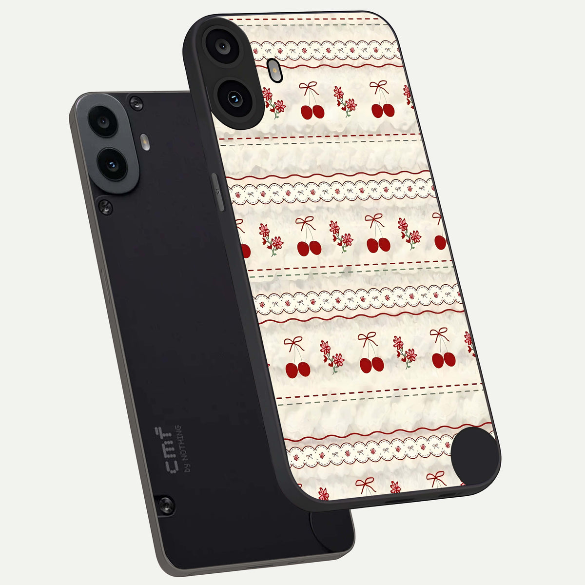  Cherry Bloom Charm phone case For CMF Phone 1 showing premium glass back cover with detailed artwork