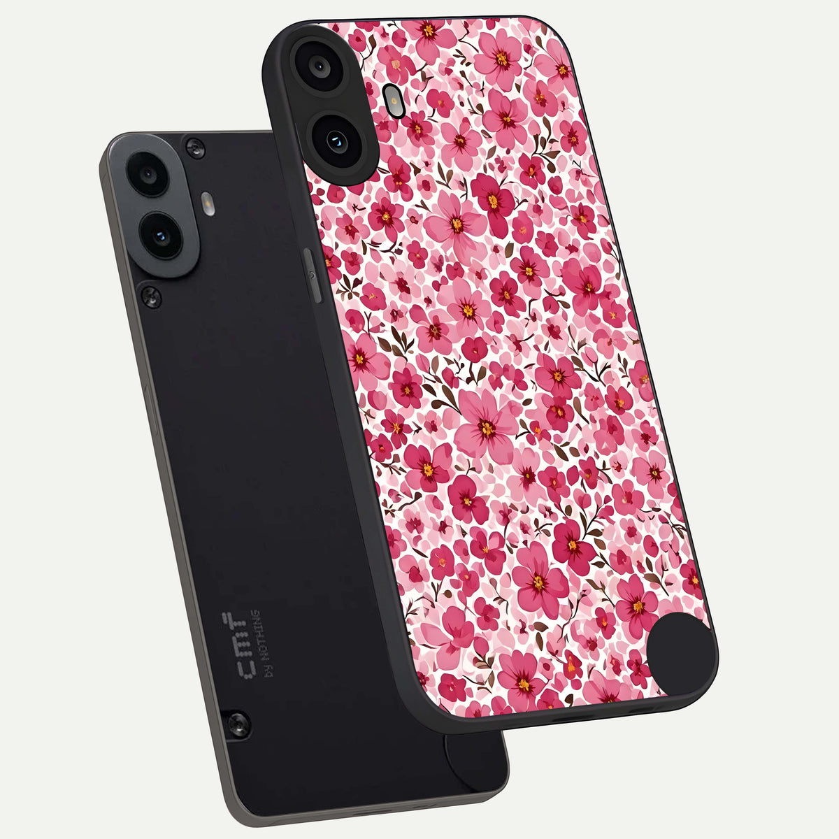  Cherry Blossom Charm phone case For CMF Phone 1 showing premium glass back cover with detailed artwork