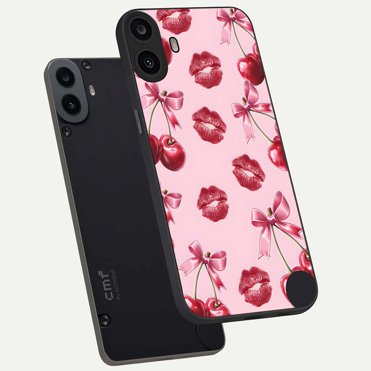  Cherry With Lips phone case For CMF Phone 1 showing premium glass back cover with detailed artwork