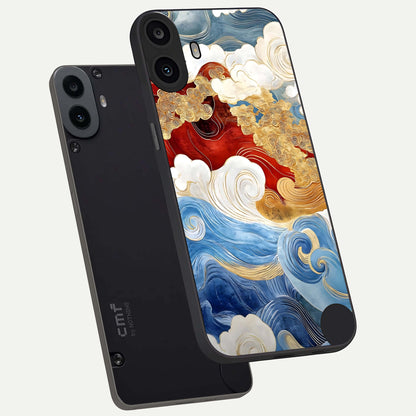  Colored Waves phone case For CMF Phone 1 showing premium glass back cover with detailed artwork