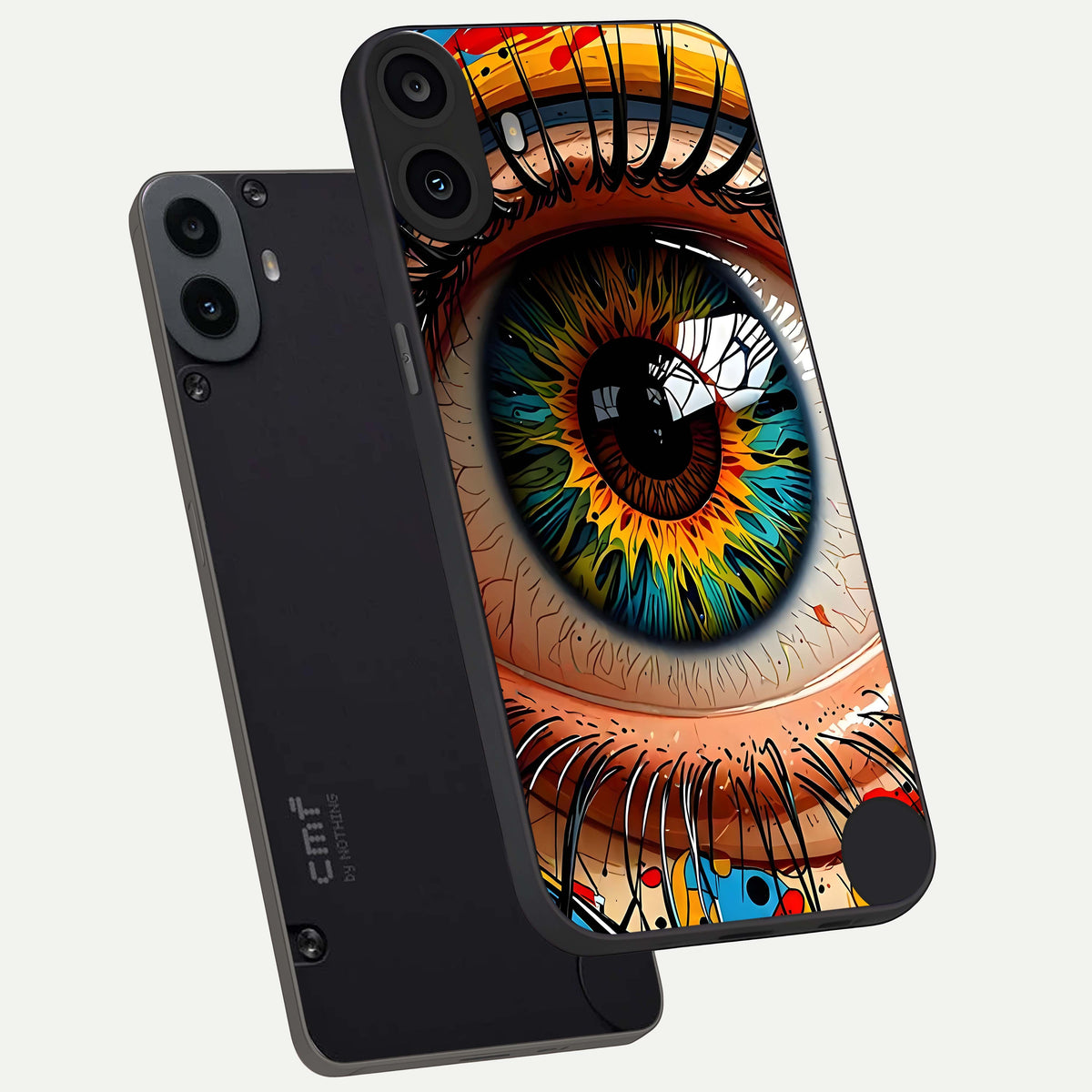  Colorful Eye phone case For CMF Phone 1 showing premium glass back cover with detailed artwork