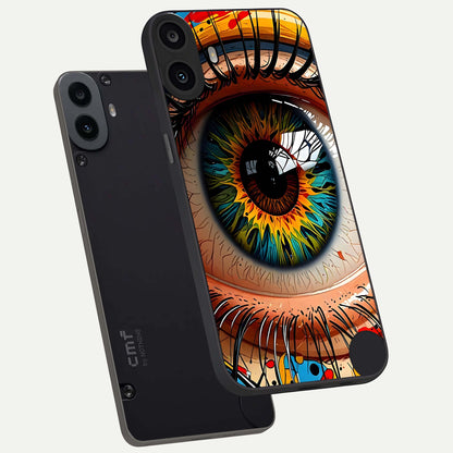  Colorful Eye phone case For CMF Phone 1 showing premium glass back cover with detailed artwork