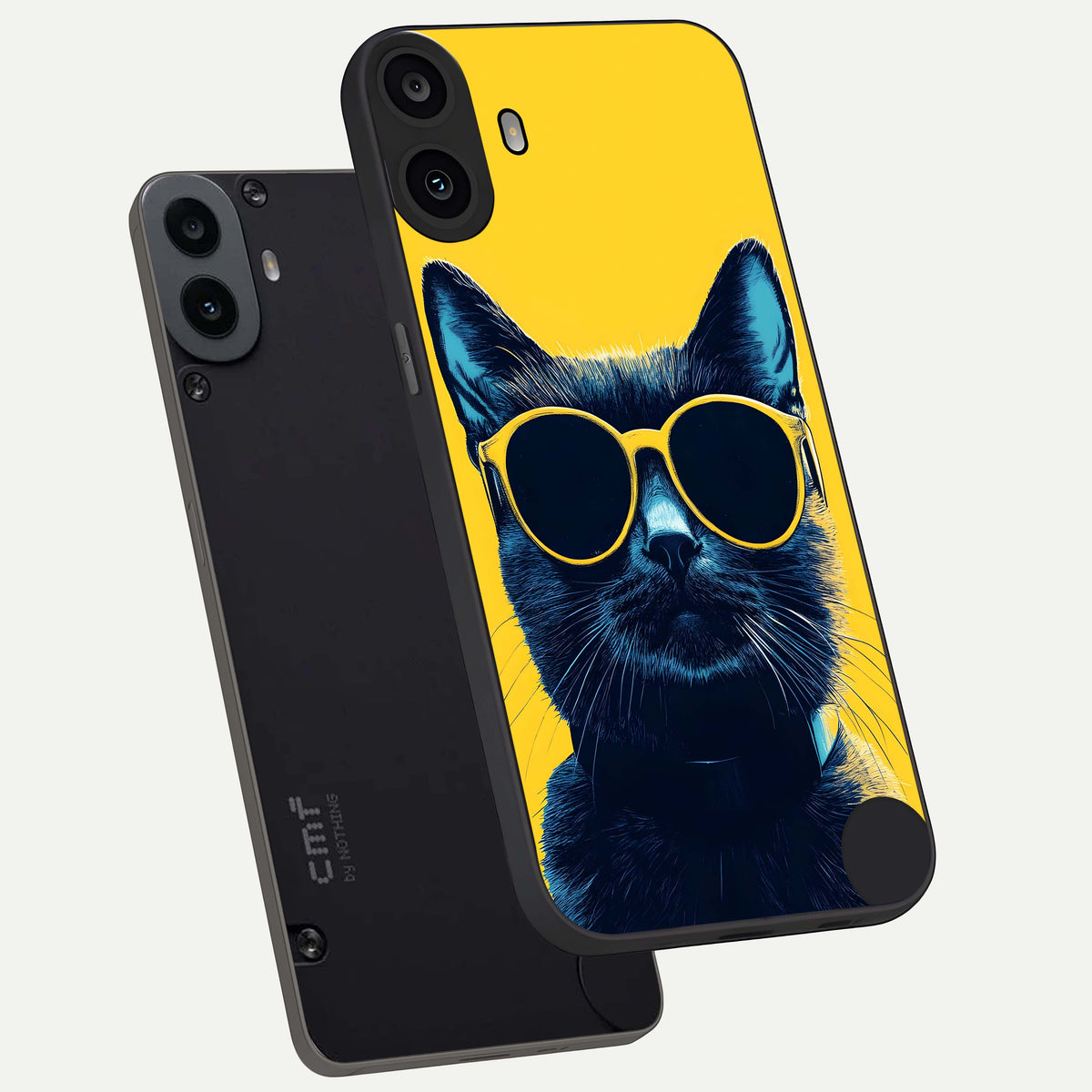  Cool Cat Vibes phone case For CMF Phone 1 showing premium glass back cover with detailed artwork